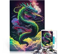 Puzzle Adulte 1000 pièces Dragon Vert Difficile à réaliser mais Amusant et Humoristique Jeu éducatif pour Anniversaire, Noël 50x70cm