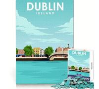 Puzzle Adulte 1000 pièces Dublin Irlande Art de Voyage Jeu de précision pour Les articulations Activité intellectuelle Jeu de Loisirs Décoration Murale de Noël (38x52cm)