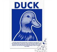 Puzzle Adulte 1000 Pièces, Duck Illustration in Blue and White, 38x26cm/1000pcs, pour Un Moment De Concentration Tranquille; Carton Blanc Lisse pour Le Tri