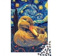 Puzzle Adulte 1000 Pièces, Duck in Starry Night Style, 52x38cm/1000pcs, Idée Cadeau pour Les Amateurs De Puzzles; Carton Blanc Facile À Manipuler