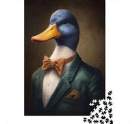 Puzzle Adulte 1000 Pièces, Duck in Suit, 52x38cm/1000pcs; Pause Calme Pendant Le W nd; Carton Blanc pour Une Manipulation Simple