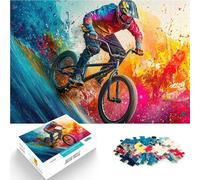 Puzzle Adulte 1000 pièces Éclaboussure de Couleur pour Cycliste BMX Analyse et logique Offrir en Cadeau à Toute la Famille 38x26cm