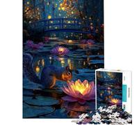 Puzzle Adulte 1000 pièces Écureuil et nénuphars la Nuit Puzzle pour Adultes Jouet Anti-Stress Difficile Aide à l'exercice cérébral (Dimensions 50x75cm)