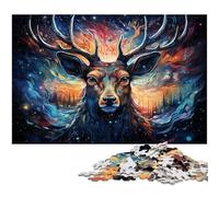 Puzzle Adulte 1000 pièces Élan coloré avec Affiche et fiche de Questions-réponses (1000 pièces 38 x 26 cm)