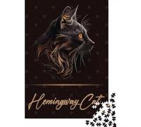 Puzzle Adulte 1000 Pièces, Elegant Hemingway Cat, 38x26cm/1000pcs