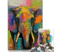 Puzzle Adulte 1000 pièces Éléphant Aquarelle Puzzle 1000 pièces, Jeux d'activités familiales stimulants, Jouet DIY pour décoration Murale de la Maison, Cadeaux (Taille 38x26cm)