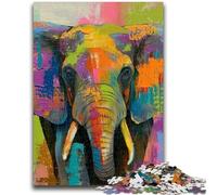 Puzzle Adulte 1000 pièces Éléphant Aquarelle Puzzle Adulte, Anti-Stress Défi Difficile Décoration intérieure Unique et Cadeaux 50x75cm