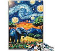 Puzzle Adulte 1000 pièces Éléphant du Ciel Nocturne pour 14 Ans et Plus Jouet éducatif intellectuel décompressant Excellent Cadeau 50x75cm