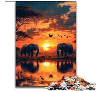 Puzzle Adulte 1000 pièces Éléphants d'Afrique pour Adolescents et familles, décoration DIY Parfaite et défi cérébral (Taille 50x75cm)