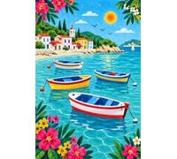 Puzzle Adulte 1000 pièces en Bois Bateaux colorés dans Une Baie