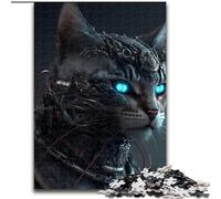 Puzzle Adulte 1000 pièces en Bois Motif Chat Cyborg, idée Cadeau pour Les fêtes, Illustration Humoristique et détaillée 50x75cm, idéal pour Un Anniversaire, Noël, Halloween