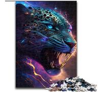 Puzzle Adulte 1000 pièces en Bois Motif léopard Noir coloré, pour Les Parents, Les Amoureux et Les Amis à partir de 14 Ans 50x75cm, idéal pour Un Anniversaire, des Vacances.