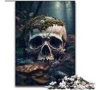 Puzzle Adulte 1000 pièces en Bois, Motif tête de Mort dans la forêt, pour Adolescents et Famille - Jeu de réflexion à Faire soi-même, 1000 pièces(50x75cm)