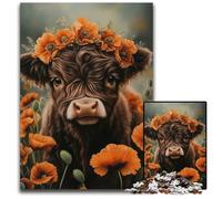 Puzzle Adulte 1000 pièces en Bois Motif Vache des Highlands, idéal pour se détendre et se Mettre au défi, décoration colorée pour la Maison, pour Les Amis 50x75cm
