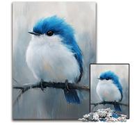 Puzzle Adulte 1000 pièces en Bois représentant Un Adorable Petit Oiseau Bleu, Casse-tête, Cadeau d'anniversaire Unique pour Les 14 Ans et Plus, 50x75cm