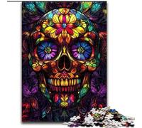 Puzzle Adulte 1000 pièces en Carton Motif tête de Mort en vitrail 26x38cm Idéal pour Les Amoureux, pour Noël, Le Nouvel an ou la Saint-Valentin