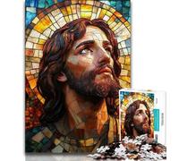 Puzzle Adulte 1000 pièces en vitrail Jésus Adolescent, pour Un Moment de détente à la Maison avec des pièces de Formes aléatoires entièrement emboîtables (Taille 75x50cm)