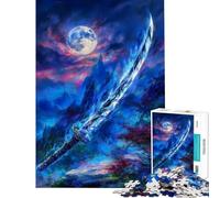 Puzzle Adulte 1000 pièces Épée Bleue Mystique au Clair de Lune Cadeau d'anniversaire ou de Noël Jeu de précision à partir de 14 Ans (50x75cm)