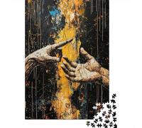 Puzzle Adulte 1000 Pièces, Expressionist The Creation of Adam - Bold Contemporary Art Reinterpretation, 52x38cm/1000pcs; Pièces Peu Poussiéreuses pour La Table; Loisir Calme À Partager en Famille