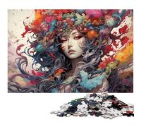 Puzzle Adulte 1000 pièces Fantaisie coloré Femme Puzzle avec Affiche et fiche de Questions réponses Assorties (75 x 50 cm)