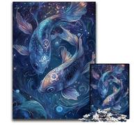 Puzzle Adulte 1000 pièces Fantasy Koi en Carton, Difficile et Stimulant, Superbes Cadeaux et Jouets pour Les 14 Ans 26x38cm