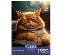 Puzzle Adulte 1000 Pièces Fat Sleepy Cat Glasses Puzzle Adulte Jeux De Famille Modèle À Assembler Offre Spéciale Cadeaux pour Toute La Famille 38x26cm/1000pcs