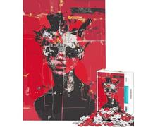 Puzzle Adulte 1000 pièces Femme aux Lunettes de Soleil Rouges Puzzle 1000 pièces Décoration intérieure Jouet Défi Difficile Cadeau pour Amis et Famille (38x52cm)