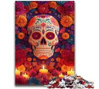 Puzzle Adulte 1000 pièces Femme crâne en Sucre Difficile à compléter mais Amusant et Humoristique avec Affiche et fiche de Questions-réponses Assorties 50x75cm