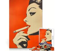Puzzle Adulte 1000 pièces Femme fumant Une Cigarette Exercice Intelligent et Relaxant Bords précis Cadeau de Noël (50x75cm)