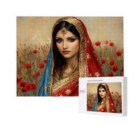 Puzzle Adulte 1000 Pièces Femme Indienne Coquelicot 75x50cm Impossible Difficile Défiant, Puzzles pour Adultes Jeu éducatif Défi Jouets 1000 Pièces Puzzles pour Adultes, Créatif Cadeau u-895