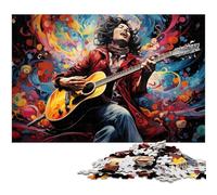 Puzzle Adulte 1000 pièces Femme Jouant de la Guitare Puzzle avec Affiche et fiche de Questions-réponses Assorties 1000 pièces (75 x 50 cm)
