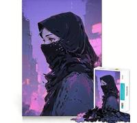 Puzzle Adulte 1000 pièces Femme voilée en néon Jeu de Stimulation mentale Découpe Laser de qualité supérieure Activité relaxante en Groupe à l'intérieur (38x52cm)