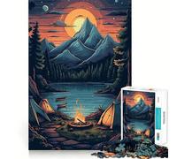 Puzzle Adulte 1000 pièces Feu de Camp sous Un Coucher de Soleil en Montagne Jeu de précision,Jouet cérébral Intelligent,pour Passer du Temps Libre,Cadeau d'anniversaire pour stimuler l'esprit 50x75cm