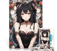 Puzzle Adulte 1000 pièces Fille d'anime avec des Oreilles de Chat Analyse et logique Renforcer l'amour Entre Les Couples 38x26cm