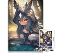Puzzle Adulte 1000 pièces - Fille druide dans la forêt Style Anime - Jeu intellectuel - Décoration intérieure - Idée Cadeau pour Un Père Noël Secret - Dimensions : 38x26cm