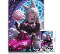 Puzzle Adulte 1000 pièces - Fille renarde Anime avec Barbe à Papa - Design Magnifique - Jeu d'analyse et de logique - Idée Cadeau Père Noël Secret - Dimensions : 38x26cm