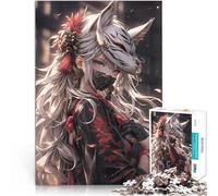 Puzzle Adulte 1000 pièces Fille samouraï avec Masque de Renard Défi Difficile pour soulager Le Stress Jeu de défi Unique 38x26cm