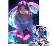 Puzzle Adulte 1000 pièces Fille Serpent néon pour Anniversaire Noël Jeu de découpe de précision à partir de 14 Ans (50x75cm)