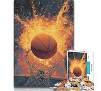 Puzzle Adulte 1000 pièces Flame Basketball Teen Jigsaw Activité familiale Amusante à la Maison Cadeau d'anniversaire Cadeaux de Voyage 75x50cm