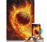Puzzle Adulte 1000 pièces Flame Basketball Teen Jigsaw Activité familiale Amusante à la Maison Cadeau d'anniversaire Cadeaux de Voyage 75x50cm