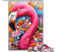 Puzzle Adulte 1000 pièces Flamingo Graffiti en Bois, décoration idéale pour la Maison ou Le Bureau, Cadeau de Noël idéal 50x75cm, activité de Jeu familiale captivante
