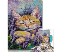 Puzzle Adulte 1000 pièces Fleur Chat, Aide Le Cerveau à exercer Jouets addictifs pour cultiver la Patience Cadeau pour Anniversaire 38x26cm