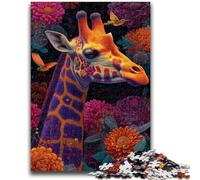 Puzzle Adulte 1000 pièces Fleur Girafe Puzzle Adulte, Jouet éducatif décompressant, Cadeau d'anniversaire (38x26cm)