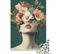 Puzzle Adulte 1000 Pièces Floral Face Art Print-2 Puzzles Adultes Vacances À La Maison Activités Amusantes À Faire À La Maison Cadeaux pour Les Amis Et La Famille 38x26cm/1000pcs
