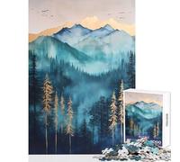Puzzle Adulte 1000 pièces Forêt dorée et Montagnes Jeu de Construction Cadeau de Père Noël Secret Casse-tête Stimulant et Anti-Stress Dimensions 50x75cm