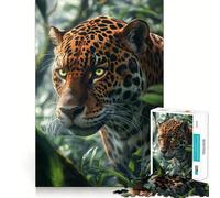 Puzzle Adulte 1000 pièces Forêt Tropicale Jaguar Bords impeccables Jeu de Concentration mentale Amusant et Calme Décoration de Noël Cadeau (38x26cm)