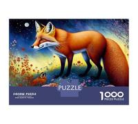Puzzle Adulte 1000 Pièces Fox in Flower Field Puzzle Adulte Jeux De Famille Modèle À Assembler Offre Spéciale Cadeaux pour Toute La Famille 52x38cm/1000pcs