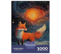 Puzzle Adulte 1000 Pièces Fox in Space Painting Puzzle pour Adultes - Jeu Anti-Stress pour Améliorer La Mémoire - Idéal comme Cadeau pour Toute La Famille 38x26cm/1000pcs