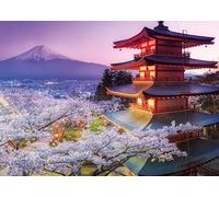 Puzzle Adulte 1000 Pièces Fuji Fleurs de Cerisier 70x50cm Puzzles pour Adultes Jeu éducatif Défi Jouets 1000 Pièces Puzzles pour Adultes Enfants