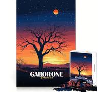 Puzzle Adulte 1000 pièces Gaborone Botswana Coucher de Soleil Paysage Art Bordure sans Couture Jeu de résolution de problèmes Jouet Divertissement Scène de Noël (38x26cm)